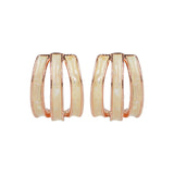 Women's 3 Line Pink Enamel Stud Earring