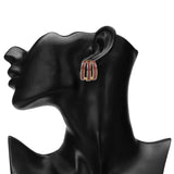 Women's 3 Line Maroon Enamel Stud Earring