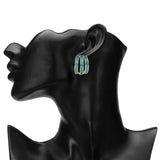 Women's 3 Line Green Enamel Stud Earring