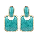 Women's Aqua Square Enamel Stud Earring