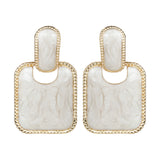 Women's White Square Enamel Stud Earring