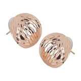 Women's Etched Rose Gold Round Metal Stud Earring