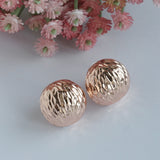 Women's Etched Rose Gold Round Metal Stud Earring