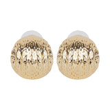 Women's Etched Gold Plated Oval Metal Stud Earring