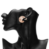 Women's Etched Rose Gold Oval Round Metal Stud Earring