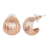 Women's Etched Rose Gold Oval Round Metal Stud Earring