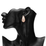 Women's Etched Rose Gold Tear Drop Shape Metal Stud Earring