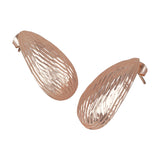 Women's Etched Rose Gold Tear Drop Shape Metal Stud Earring
