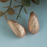 Women's Etched Rose Gold Tear Drop Shape Metal Stud Earring