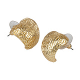 Women's Etched Gold Plated Heart Shape Metal Stud Earring