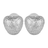 Women's Etched Silver Plated Heart Shape Metal Stud Earring