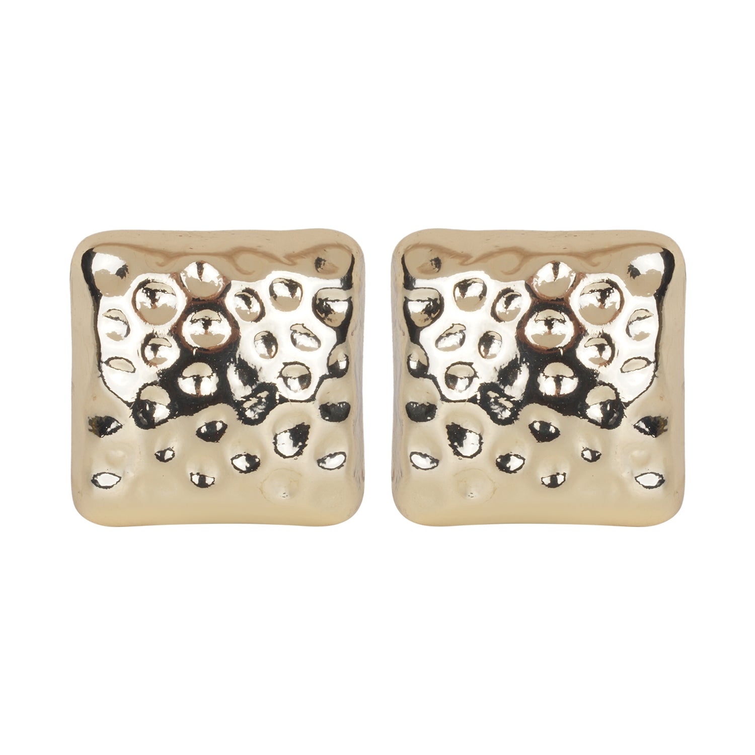 Women's Square Golden Metal Stud Earring