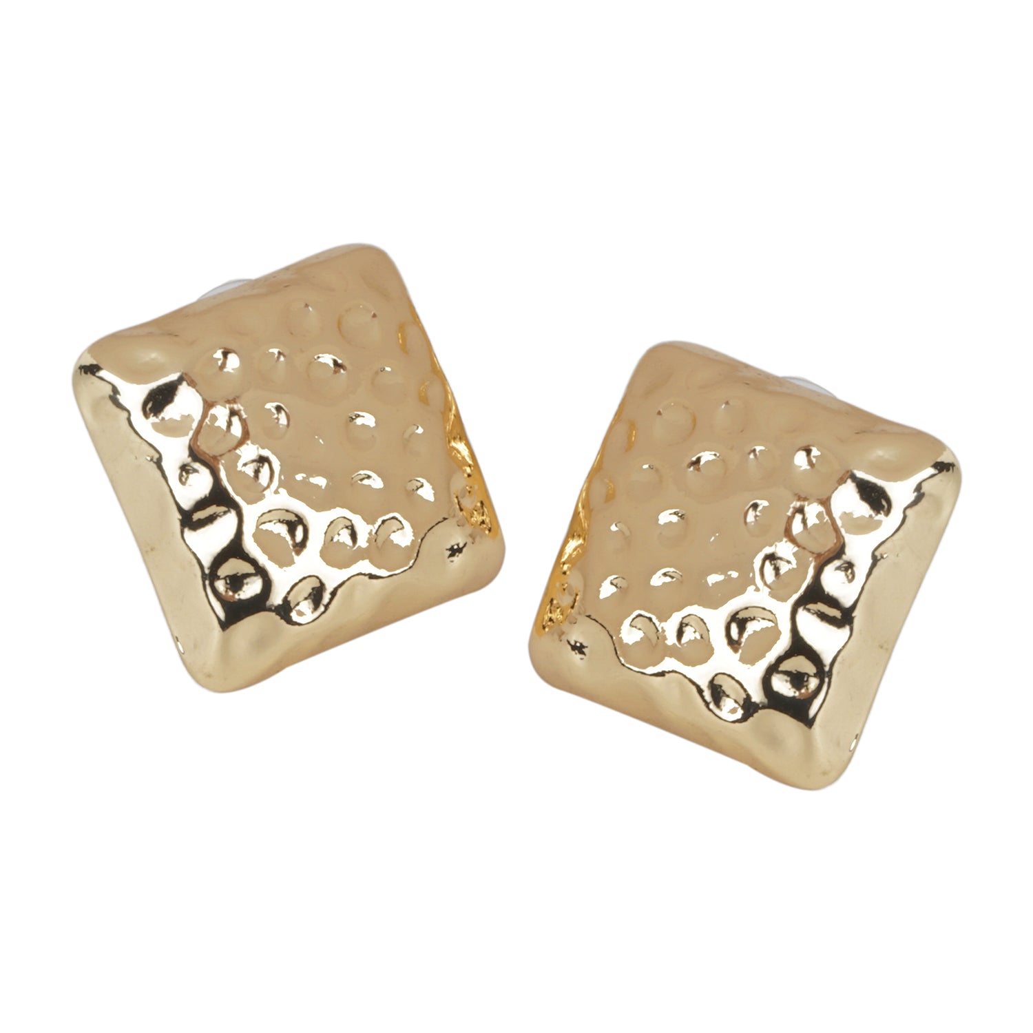 Women's Square Golden Metal Stud Earring