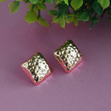 Women's Square Golden Metal Stud Earring