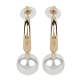 Women's Golden Hoop with White Round Pearl Drop
