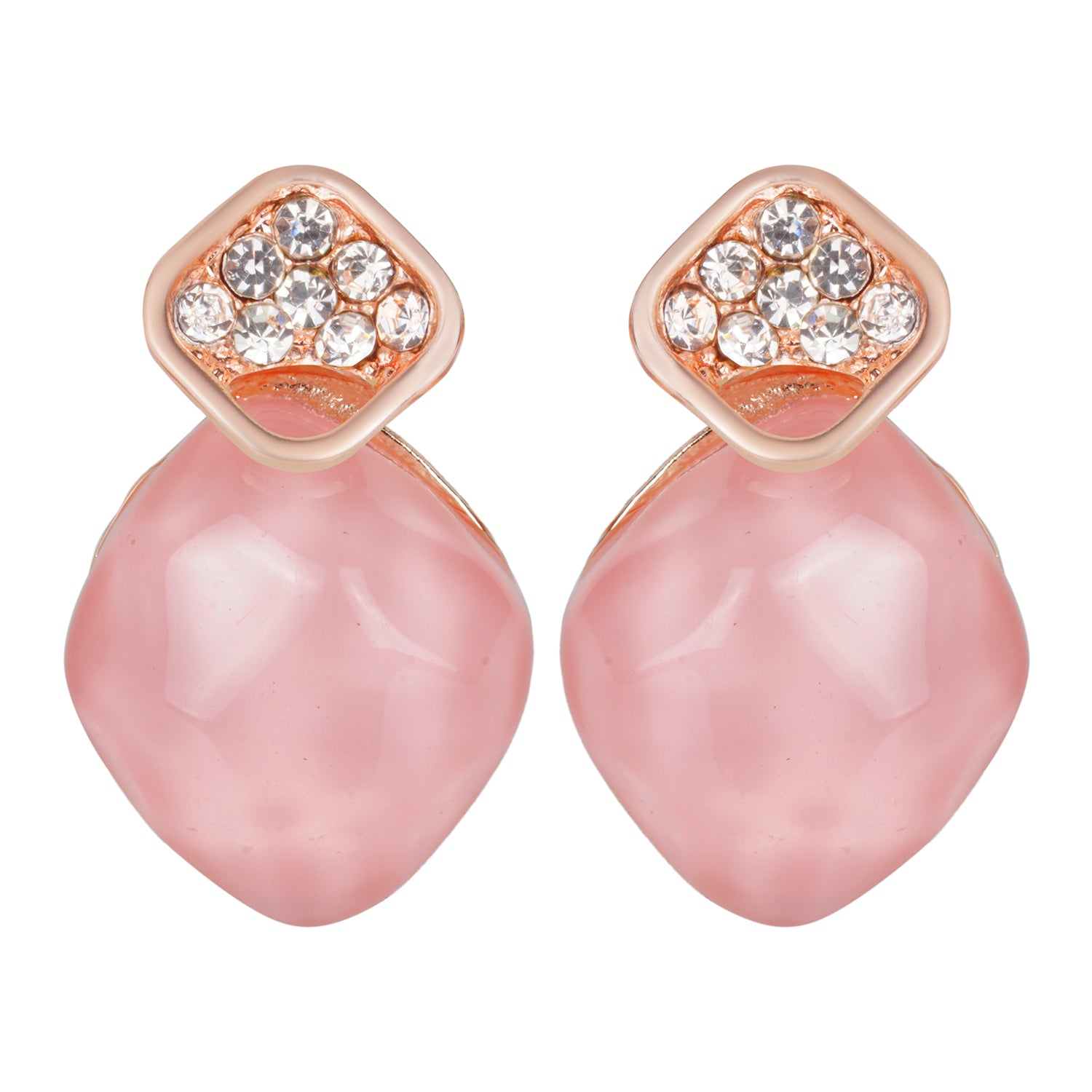 Women's Pink Monalisa Bead Stud Earring
