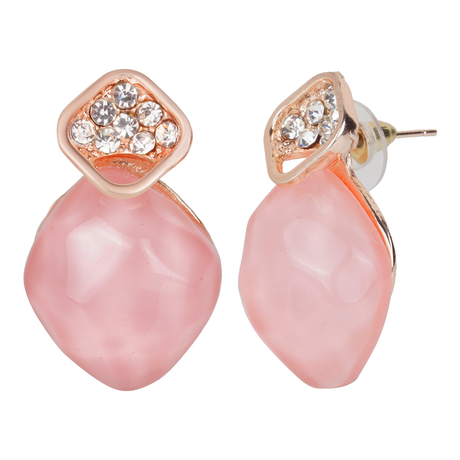 Women's Pink Monalisa Bead Stud Earring