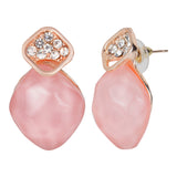 Women's Pink Monalisa Bead Stud Earring