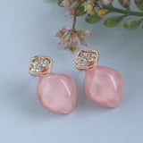 Women's Pink Monalisa Bead Stud Earring