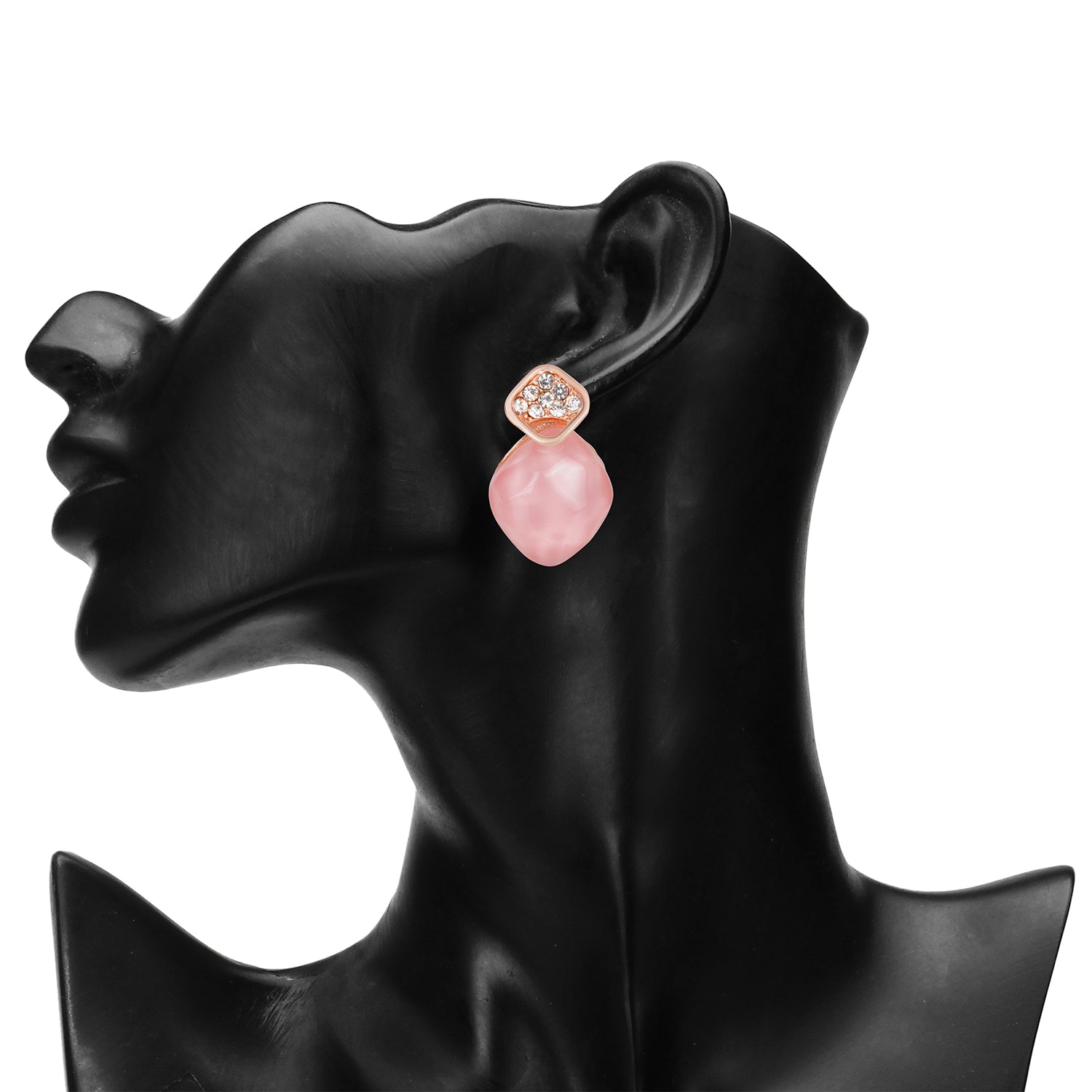 Women's Pink Monalisa Bead Stud Earring