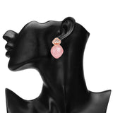 Women's Pink Monalisa Bead Stud Earring