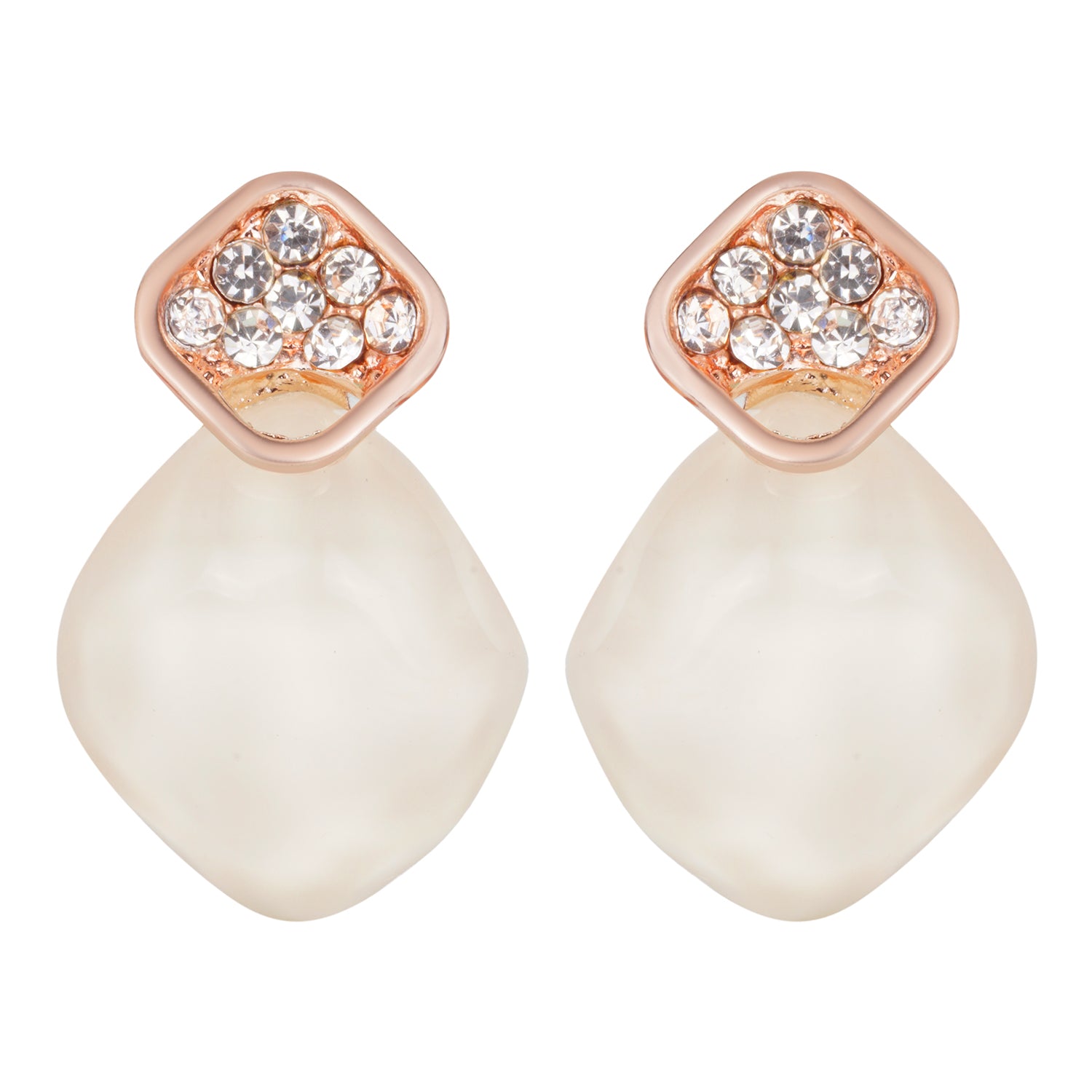 Women's White Monalisa Bead Stud Earring
