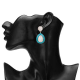 Women's White Monalisa Bead with Blue Enamel Stud Earring