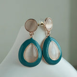 Women's White Monalisa Bead with Blue Enamel Stud Earring