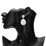 Women's White Enamel with Monalisa Bead Stud Earring