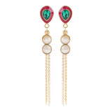 Women's Multi Colored Long Chain Dangler Earring