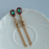 Women's Multi Colored Long Chain Dangler Earring