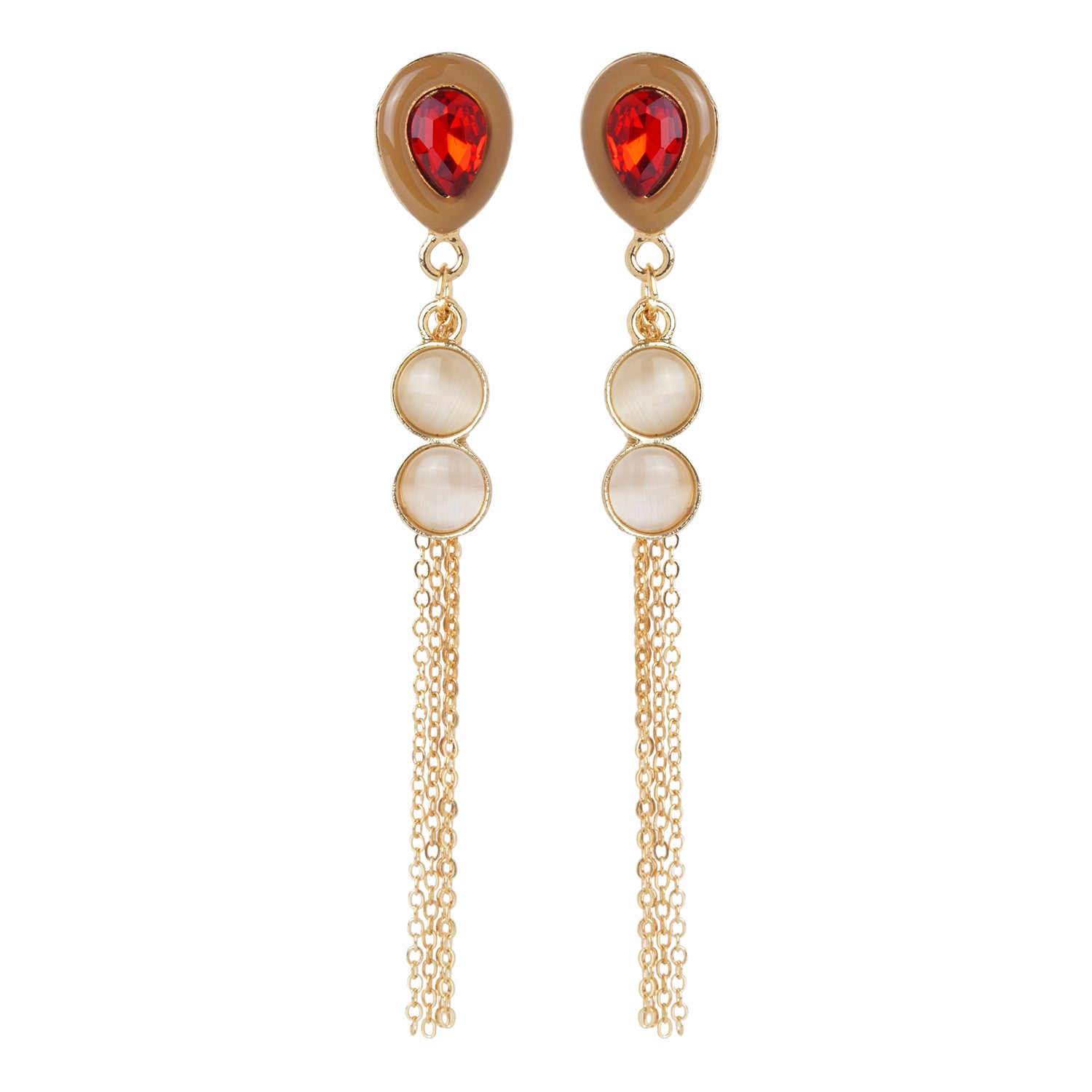 Women's Red Long Chain Dangler Earring