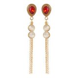 Women's Red Long Chain Dangler Earring