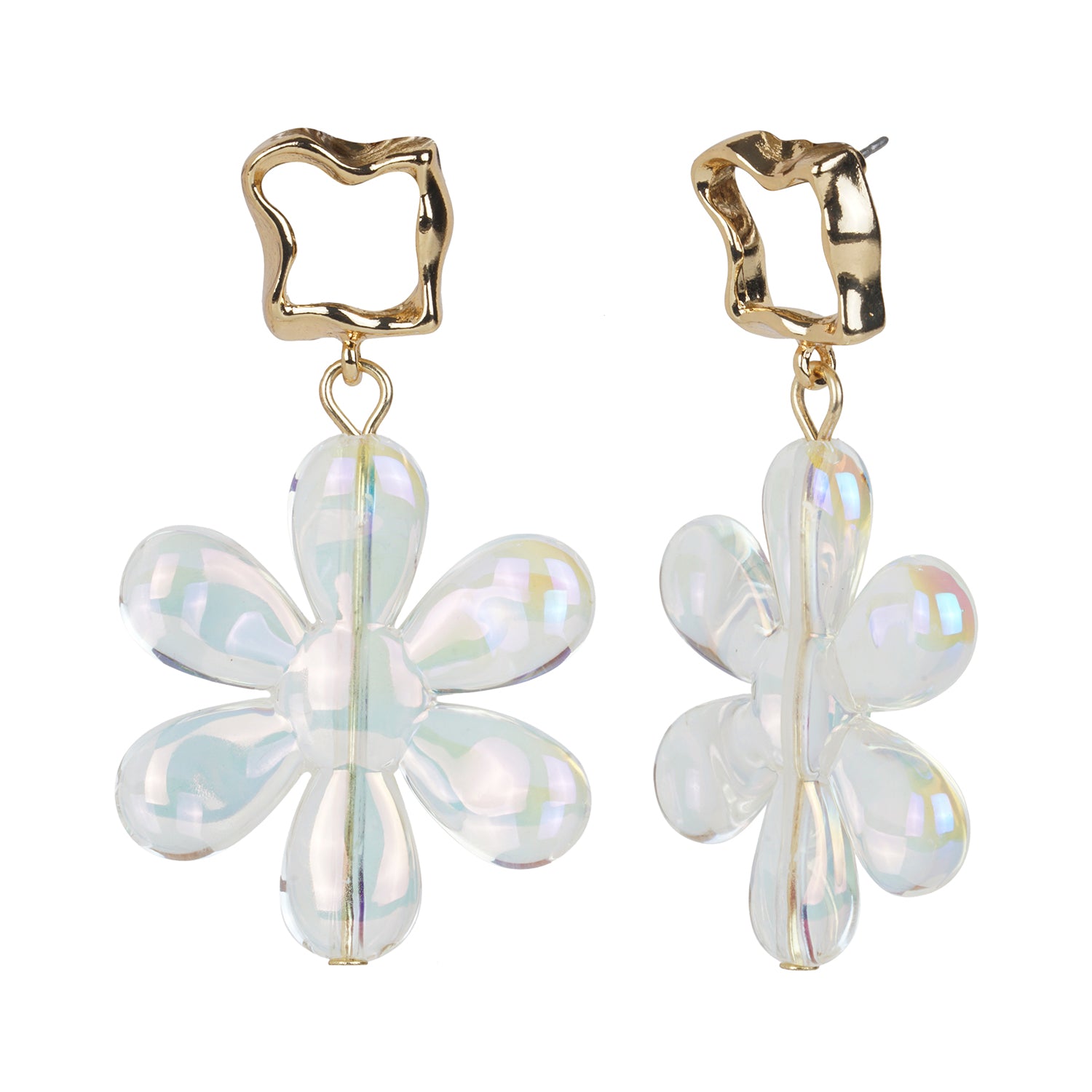 Women's White Transparent Flower Drop Earring