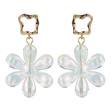 Women's White Transparent Flower Drop Earring