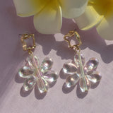 Women's White Transparent Flower Drop Earring