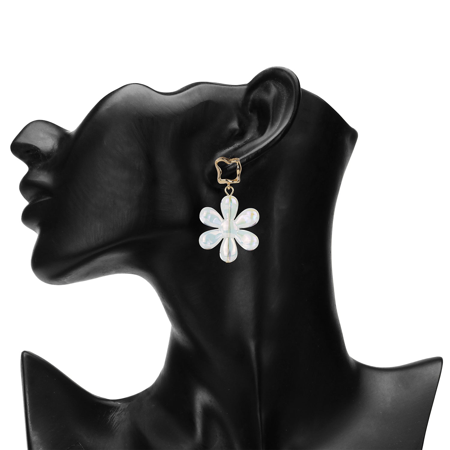 Women's White Transparent Flower Drop Earring