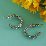 Women's Abstract Slim Silver Hoop Earing