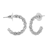 Women's Abstract Slim Silver Hoop Earing