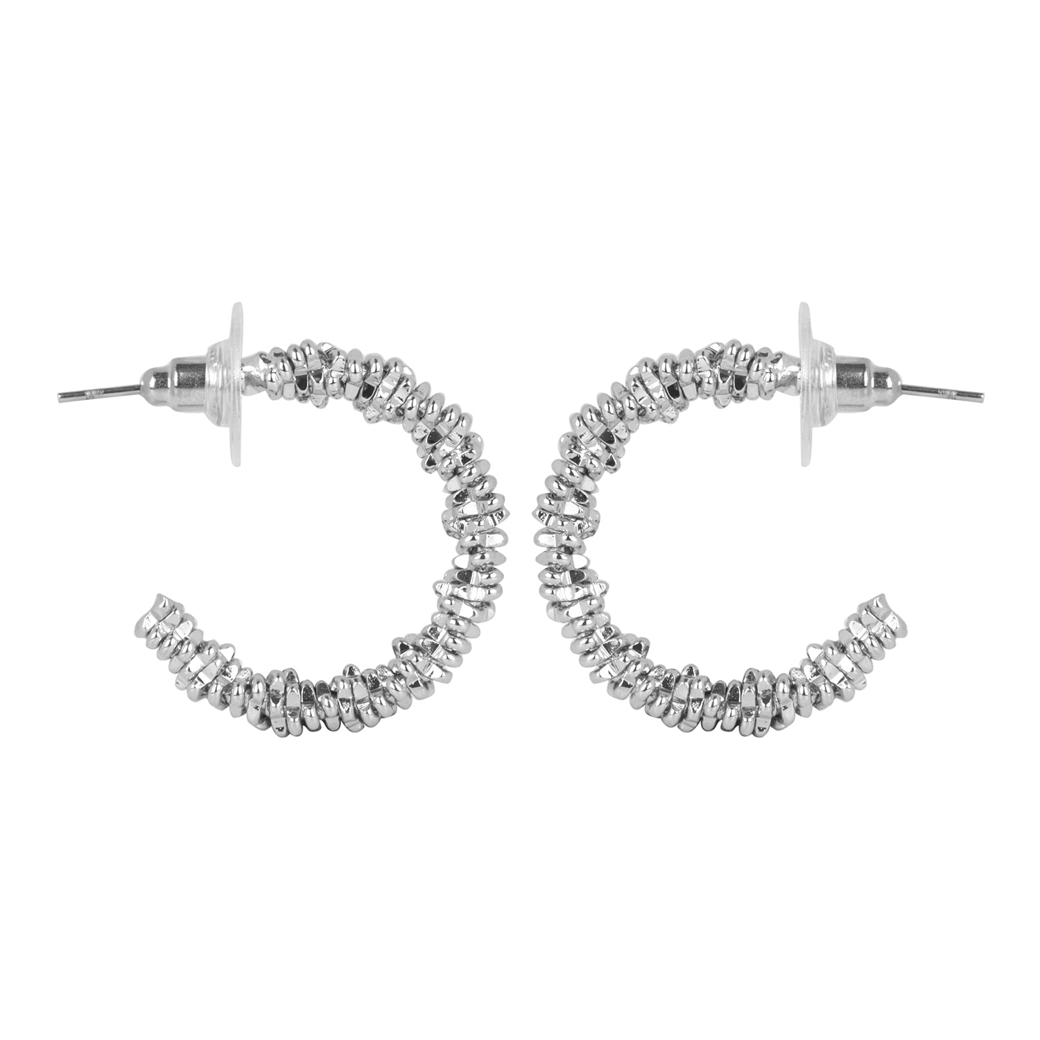 Women's Abstract Slim Silver Hoop Earing
