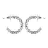 Women's Abstract Slim Silver Hoop Earing