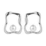 Women's Simple Silver Stud with Small Pearl Stud Earring