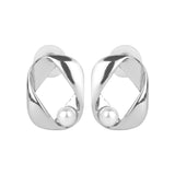 Women's Silver Stud with Small Pearl Stud Earring