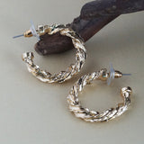 Women's Twisted Golden Slim Hoop Earring