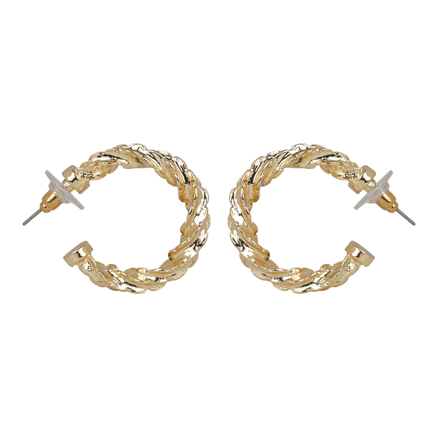 Women's Twisted Golden Slim Hoop Earring
