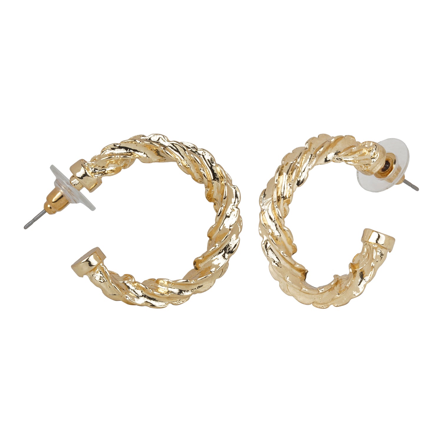 Women's Twisted Golden Slim Hoop Earring