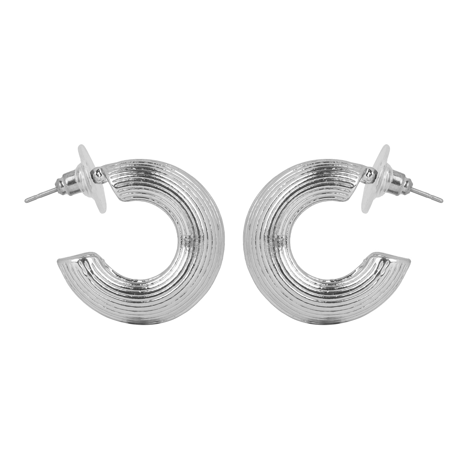 Women's Rounded Silver Hoop Earring