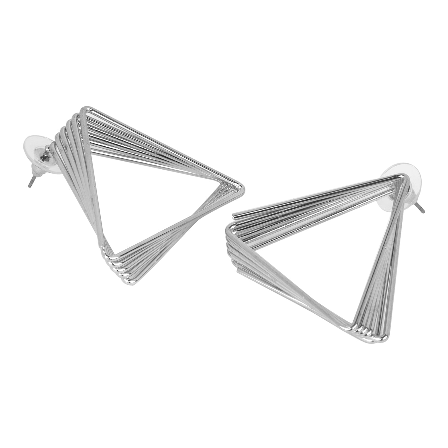 Women's Silver Triangle Stud Earring