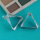 Women's Silver Triangle Stud Earring