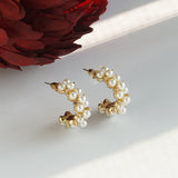 Women's Golden Hoop Earring with Pearl Stud